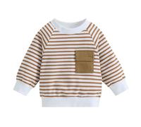 Sweatshirt Jumper Little Girls Stripe Printed Long Sleeves Tops Casual Fleece Jumper Crew Neck Oversized Pullover Toddler Clothes Casual Comfy Fall Winter Warm Sweatshirts Kids Coat