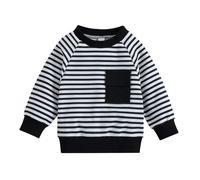 Sweatshirt Jumper Little Girls Stripe Printed Long Sleeves Tops Casual Fleece Jumper Crew Neck Oversized Pullover Toddler Clothes Casual Comfy Fall Winter Warm Sweatshirts Kids Coat