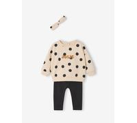 Sweatshirt + Leggings + Headband Ensemble for Baby Girls anthracite