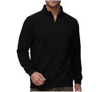 Sweatshirt Men Quarter Zip Sherpa Fleece Jumpers Long Sleeve Sherpa Lined Sweatshirts 1/4 Zip Stand Collar Sweaters Plain Colour Thick Fleece Pullover Classic Fit Mens Sweater