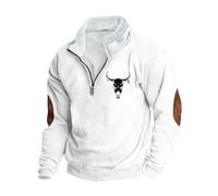 Sweatshirt Men Smart Casual Fleece Lined Jumpers 1/4 Zip Pullover with Elbow Patch Long Sleeve Stand Collar Sweatshirts Colour Blocking Classic Fit Sweaters Work Fleece Jumper