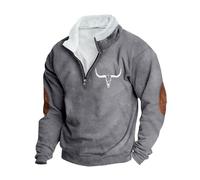 Sweatshirt Men Smart Casual Fleece Lined Jumpers 1/4 Zip Pullover with Elbow Patch Long Sleeve Stand Collar Sweatshirts Colour Blocking Classic Fit Sweaters Work Fleece Jumper