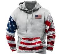 Sweatshirt Men's Hooded Grey Pullover Men's Vintage Sweat Pullover Half Zip Streetwear Colour Block Denim Jacket Stand-Up Collar Jacket Denim Printed Hoodie Ethnic Hoodie Autumn Transition Coat, c, M