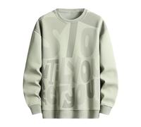 Sweatshirt Men'S Solid Color Knitted Round Neck Pocket Design Hoodless Sweatshirt Casual Loose Comfortable Business Trend Pullover Mens Sweatshirts Work Sweatshirts (Green-2, XXL)