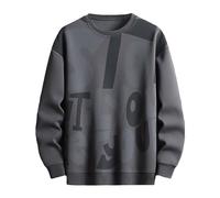 Sweatshirt Men'S Solid Color Knitted Round Neck Pocket Design Hoodless Sweatshirt Casual Loose Comfortable Business Trend Pullover Mens Sweatshirts Work Sweatshirts (Grey-2, XXXL)
