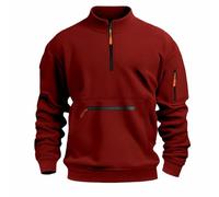 Sweatshirt Men's Turtleneck Pullover Plain Zip Pullover Warm Winter Jumper Practical Work Jumper for Men Stretch Comfortable Sweater Casual Figure-hugging Turtleneck Jumper, red, XXL