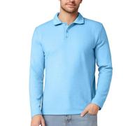 Sweatshirt Men's Without Hood Business Pullover Plain Henley Collar Shirt Long Sleeve Polo Shirt Long Sleeve Golf Shirts Breathable Free Shirt Work Shirt Golf Polo Shirt Activewear, sky blue, M
