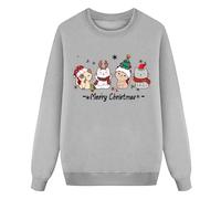 Sweatshirt No Hood Christmas for Kids, Childrens Christmas Jumper Girls Crew Neck Xmas Pullover Tops Long Sleeve Santa Top Cosy Jumper Loose Cute Cartoon Casual Sports