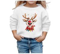 Sweatshirt No Hood Christmas for Kids, Christmas Girls Jumpers Crew Neck Xmas Pullover Tops Long Sleeve Santa Top Cosy Jumper Loose Cute Cartoon Casual Sports