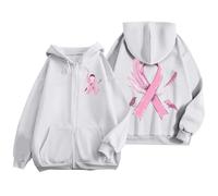 Sweatshirt October Pink Autumn Winter Warm Women's Hooded Sweatshirt with Pink Ribbon Print Breast Cancer Sweaters, Vests and Hoodies Oversized Hoodie Sport Casual Jacket Mid Season Sweatshirts, #01