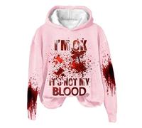 Sweatshirt Oversized Word Graphic Sweatshirts for Women I'M Ok It's Not My Blood Sweatshirt Sarcastic Halloween Humour Pullover Hoodie Soft Printed Shirt Women Sweatshirt Hoodie Set, pink, S