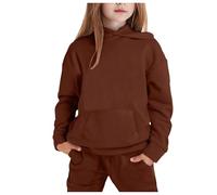 Sweatshirt Set for Kids Fashion and Pants Long Sleeve Relaxed Fit, Machine Wash Casual Jogging Running Outfits Hoodies Trousers 2Pc Multiple Colors, Sizes Coffee