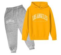 Sweatshirt Set for Kids Hooded Top with Bottom Long Sleeve Full Zip Sports Jogging Cotton Track Suit Gaming Gifts Boys Multiple Colors, Sizes Yellow