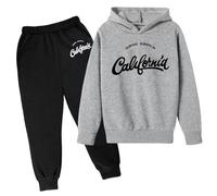 Sweatshirt Set for Kids Sports Activewear Outfit Hoodies and Joggers Clothes Sets Designer's Contrast Panelled Sweat Jacket Pants Suit Outfits Jogging Track Y2K Dark Gray