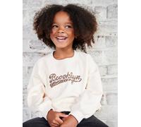 Sweatshirt with "Brooklyn" Zebra Print for Girls ecru