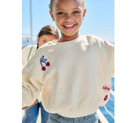 Sweatshirt with Iron-On Patches for Girls ecru