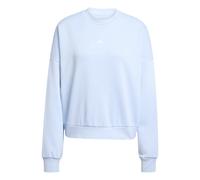 adidas Women's ESSENTIALS SMALL LOGO FEEL COZY RELAXED FIT SWEATSHIRT, glow blue/white, M