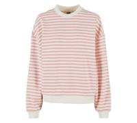 Urban Classics Women's Ladies Oversized Striped Crewneck Sweatshirt, Lemonade Pink/Whitesand, S