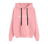 Sweatshirt Women Ladies Hooded Cardigans Jumpers Holy Communion Gifts for Girls Expedition Women's Trendy Love Print Hoodie Sweatshirt Thick Drawstring Slouchy Blouse Top Clearance Store
