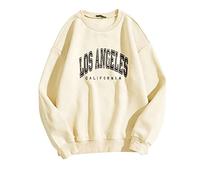 Sweatshirt Women's Black O-Neck Pullover Streetwear Soft Cotton Long Sleeve Knitted Jumper Plain Tops Jumper Hoodie Transition Wind Jacket Winter Windproof Hoodie, beige, L