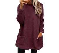 Sweatshirt Women's Oversize Plush Long Sleeve Shirt with Without Hood, Comfortable Long Sleeve Tops Solid Pullover Women Soft Jumper with Pockets Teenager Girls Doing Crew Neck Blouses Spring Tops