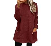 Sweatshirt Women's Oversize Plush Long Sleeve Tops with Without Hood, Fashion Long Sleeve Shirt Solid Pullover Women Lightweight Jumper with Pockets, Teenager Girls Doing Crew Neck Blouses for Spring
