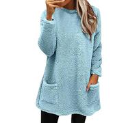 Sweatshirt Women's Oversize Plush Long Sleeve Tops with Without Hood, Fashion Long Sleeve Shirt Solid Pullover Women Lightweight Jumper with Pockets, Teenager Girls Doing Crew Neck Blouses for Spring