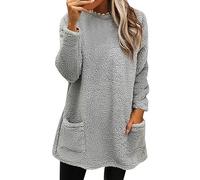 Sweatshirt Women's Oversize Plush Long Sleeve Tops with Without Hood, Fashion Long Sleeve Shirt Solid Pullover Women Lightweight Jumper with Pockets, Teenager Girls Doing Crew Neck Blouses for Spring