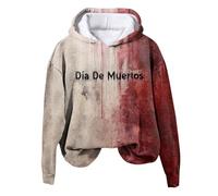 Sweatshirt Women's Oversized Pullover I'm Ok It's Not My Blood Printed Hoodie Soft Cotton Halloween Costume Hooded Jacket Tops Crew Neck Long Sleeve Jumper Top Warm Sweat Jacket Grey Green, Red-b, M