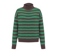Sweatshirt Women's Striped Turtleneck Pullover Tops Women's Oversized Sweatshirt Casual Chunky Knit Jumper Long Sleeve Winter Jumper Loose Long Jumper Striped Knitted Jumper, Green, XXL