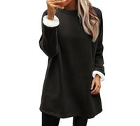 Sweatshirt Women's Warm Pullover with Fleece Lined Sweat Round Collar Long Pullover Plain Thermal Jumper Thickened Winter Jumper Soft Comfortable Plush Sweater Casual Fit Fleece Jumper