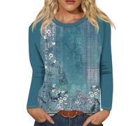 Sweatshirt Women's Without Hood Cotton: Pullover Flowers Print Hoodie Crew Neck Tunic Oversized Long Sleeve Comfortable Sweat Jacket Loose Tops Classic Tops Leisure Blouse Sport Streetwear, a, L