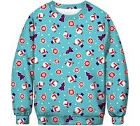Sweatshirts 007 Men's 3D Digital Print Wide Crew Neck Hoodies Christmas 2024 Large Size Sweatshirts Collar, 5-sky blue, 4XL