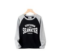 Sweatshirts for Kids Toddler Boys Pullover Jumper Breathable, Lightweight Cute Long Sleeve Tops Cotton Casual Top School Children Clothes Unisex 5-14 Years Black