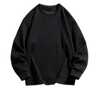 Sweatshirts for Men Uk Casual Crewneck Jacquard Warm Comfort Plus Size Cotton Tops Solid Long Sleeve Travel Pullover Sweatshirt sweatshirts for men uk gym Black L