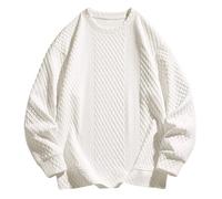 Sweatshirts for Men Uk Casual Crewneck Jacquard Warm Comfort Plus Size Cotton Tops Solid Long Sleeve Travel Pullover Sweatshirt wool jumpers for men uk White 7XL