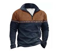 Sweatshirts for Men UK Clearanc Men's Long Sleeve Tops 1/4 Zip Pullover Vintage Ethnic Style Sweatshirt Loose Fit Turn-Down Collar Top Comfy Long Sleeve Sweater Navy