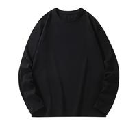 Sweatshirts for Men Uk Cotton Solid Casual Crewneck Long Sleeve Pullover Sweaters Lightweight Outdoor Comfort Sports Sweatshirt mens winter coats waterproof warm Black 6XL