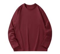 Sweatshirts for Men Uk Cotton Solid Casual Crewneck Long Sleeve Pullover Sweaters Lightweight Outdoor Comfort Sports Sweatshirt mens sweatshirts with pockets Wine 6XL
