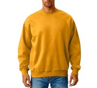 Sweatshirts for Men UK Fleece Sweatshirt with Pockets Oversized Fleece Hoodies Long Sleeve Tops Oversized Sweaters Plain Baggy Pullovers Big and Tall Sweat Shirts Thick Jumpers Mens Clothes Yellow