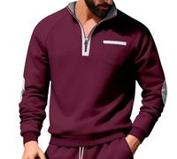 Sweatshirts For Men UK, Jumpers For Men UK, Tracksuit Tops Pullover Sweatshirt Heavyweight Fleece Half Zip Stand Collar With Pocket Relaxed Fit Design Ideal For Fall And Winter Season Casual Wardrobe