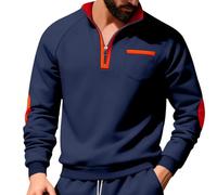 Sweatshirts For Men UK, Jumpers For Men UK, Tracksuit Tops Pullover Sweatshirt Heavyweight Fleece Half Zip Stand Collar With Pocket Relaxed Fit Design Ideal For Fall And Winter Season Casual Wardrobe