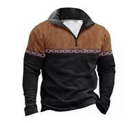 Sweatshirts for Men UK Sale Clearanc Men's Long Sleeve Tops 1/4 Zip Pullover Vintage Ethnic Style Sweatshirt Loose Fit Turn-Down Collar Top Comfy Long Sleeve Sweater Black