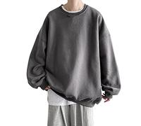 Sweatshirts For Men UK - Solid Oversized Sweatshirt Loose Fit Crewneck Pullover Sweaters Heavyweight Fleece Pullovers Classic Stretch Hoodless Sweatshirt Casual Sports Tops Winter Warm Jackets XXXXXL