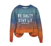 Sweatshirts For Women Be Salty Stay Lit Matthew 5:13 14 Crewneck Long Sleeve Ladies Sweatshirt Fall Causal Comfy Winter Pullover Trendy (Orange, S) Ladies Waterproof Coats With Hood