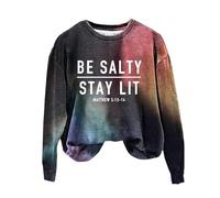 Sweatshirts For Women Be Salty Stay Lit Matthew 5:13 14 Crewneck Long Sleeve Ladies Sweatshirt Fall Causal Comfy Winter Pullover Trendy (Black, S) Trench Coats For Women Uk