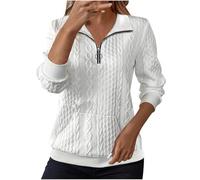 Sweatshirts for Women Cable Knit Jumpers Lapel Collar Half Zip Pullover Ladies Thermal Sweatshirt Long Sleeve Tops Winter Autumn Sweaters Warm Tunics for Office Work Daily Going Out Wear