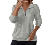 Sweatshirts for Women Cable Knit Jumpers Lapel Collar Half Zip Pullover Ladies Thermal Sweatshirt Long Sleeve Tops Winter Autumn Sweaters Warm Tunics for Office Work Daily Going Out Wear