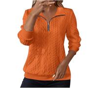 Sweatshirts for Women Cable Knit Jumpers Lapel Half Zip Pullover Ladies Thermal Sweatshirt Long Sleeve Tops Winter Autumn Sweaters Warm Tunics for Office Work Daily Going Out Wear