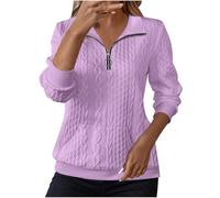 Sweatshirts for Women Cable Knit Jumpers Lapel Half Zip Pullover Ladies Thermal Sweatshirt Long Sleeve Tops Winter Autumn Sweaters Warm Tunics for Office Work Daily Going Out Wear
